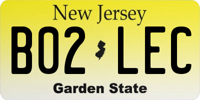 NJ license plate B02LEC
