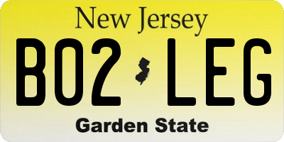 NJ license plate B02LEG