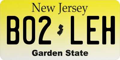 NJ license plate B02LEH