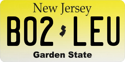 NJ license plate B02LEU
