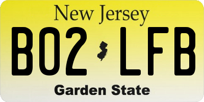 NJ license plate B02LFB