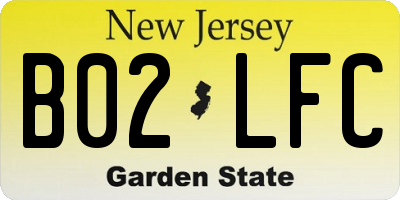 NJ license plate B02LFC