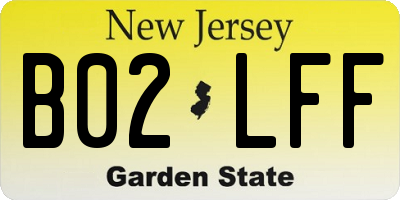 NJ license plate B02LFF