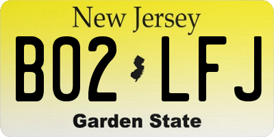 NJ license plate B02LFJ