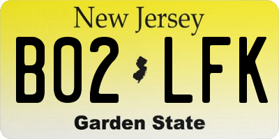 NJ license plate B02LFK