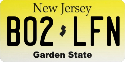 NJ license plate B02LFN