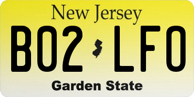 NJ license plate B02LFO