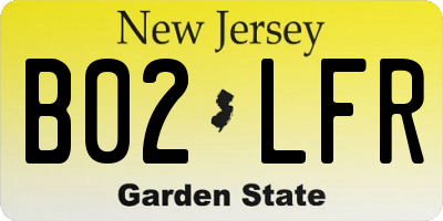 NJ license plate B02LFR