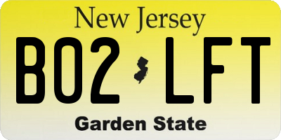 NJ license plate B02LFT