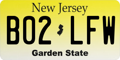 NJ license plate B02LFW