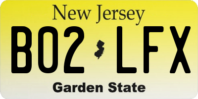 NJ license plate B02LFX