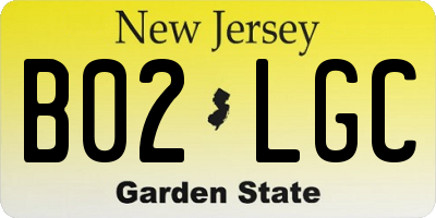 NJ license plate B02LGC