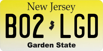 NJ license plate B02LGD