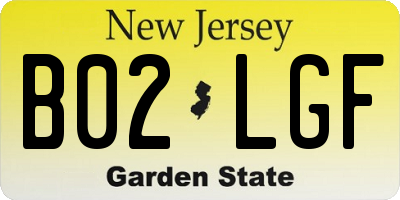 NJ license plate B02LGF