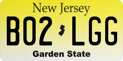 NJ license plate B02LGG