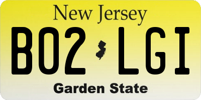 NJ license plate B02LGI