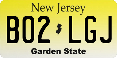 NJ license plate B02LGJ