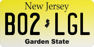NJ license plate B02LGL