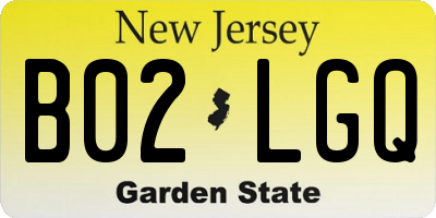 NJ license plate B02LGQ