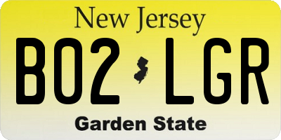 NJ license plate B02LGR