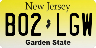 NJ license plate B02LGW