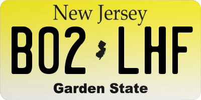 NJ license plate B02LHF