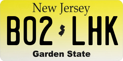 NJ license plate B02LHK
