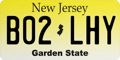 NJ license plate B02LHY