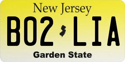 NJ license plate B02LIA