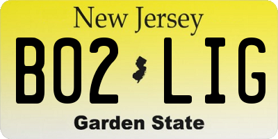 NJ license plate B02LIG