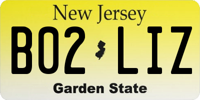 NJ license plate B02LIZ