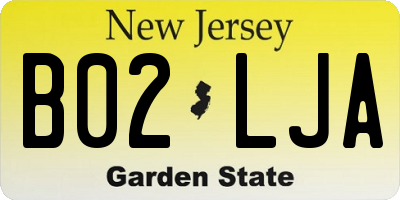 NJ license plate B02LJA
