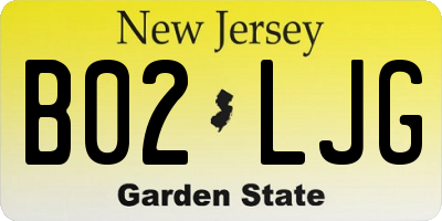 NJ license plate B02LJG