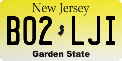 NJ license plate B02LJI