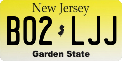 NJ license plate B02LJJ