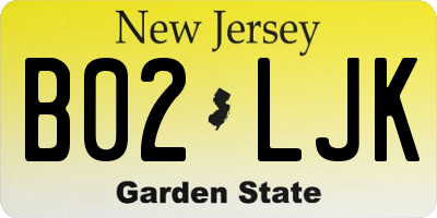 NJ license plate B02LJK
