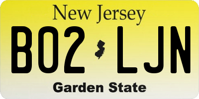 NJ license plate B02LJN