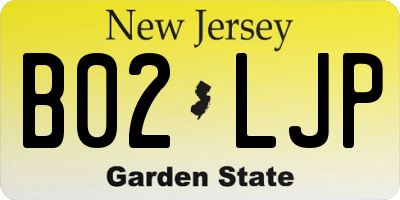NJ license plate B02LJP
