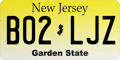 NJ license plate B02LJZ