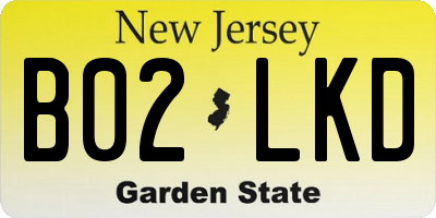NJ license plate B02LKD