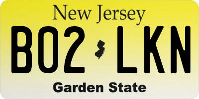 NJ license plate B02LKN
