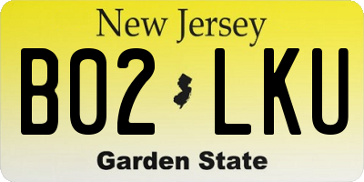 NJ license plate B02LKU