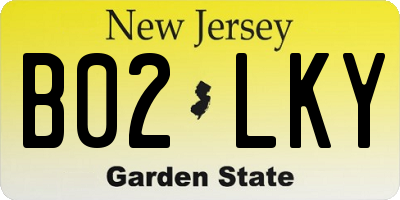 NJ license plate B02LKY