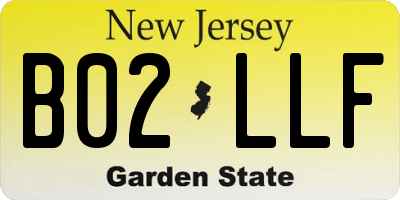NJ license plate B02LLF