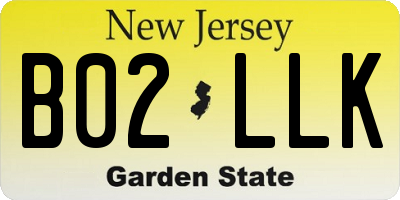 NJ license plate B02LLK