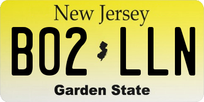 NJ license plate B02LLN
