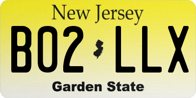 NJ license plate B02LLX