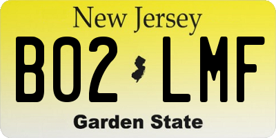 NJ license plate B02LMF