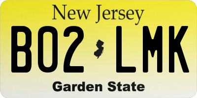 NJ license plate B02LMK