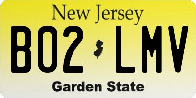 NJ license plate B02LMV